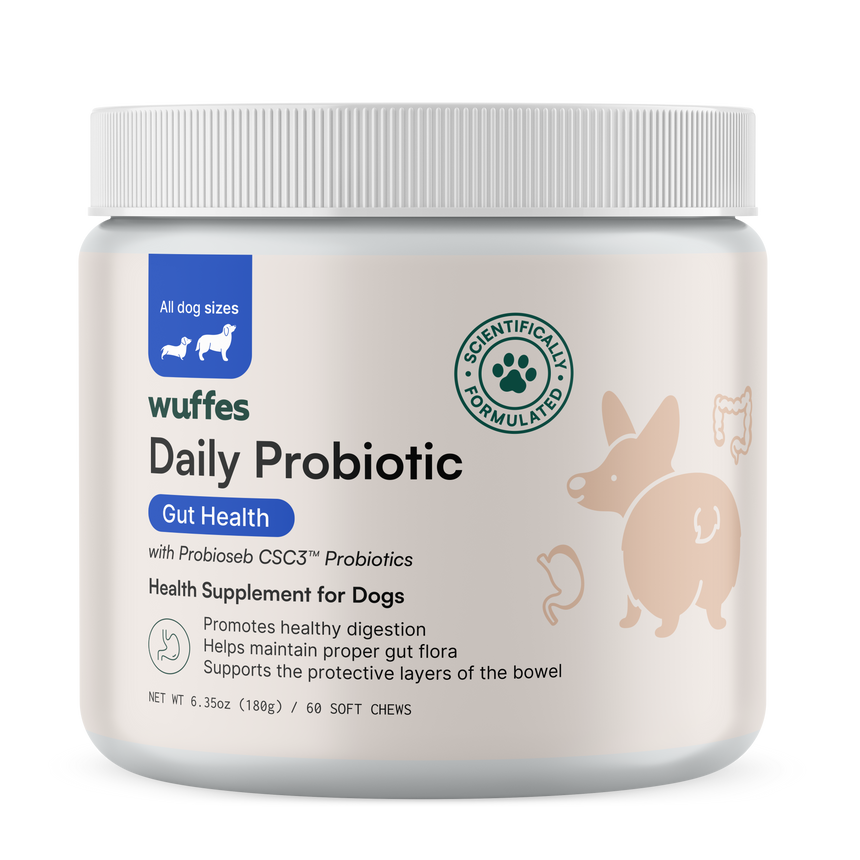 Wuffes Daily Probiotic for Dogs with Prebiotics, Marshmallow Root, and Pumpkin Powder - 60 Soft Chews